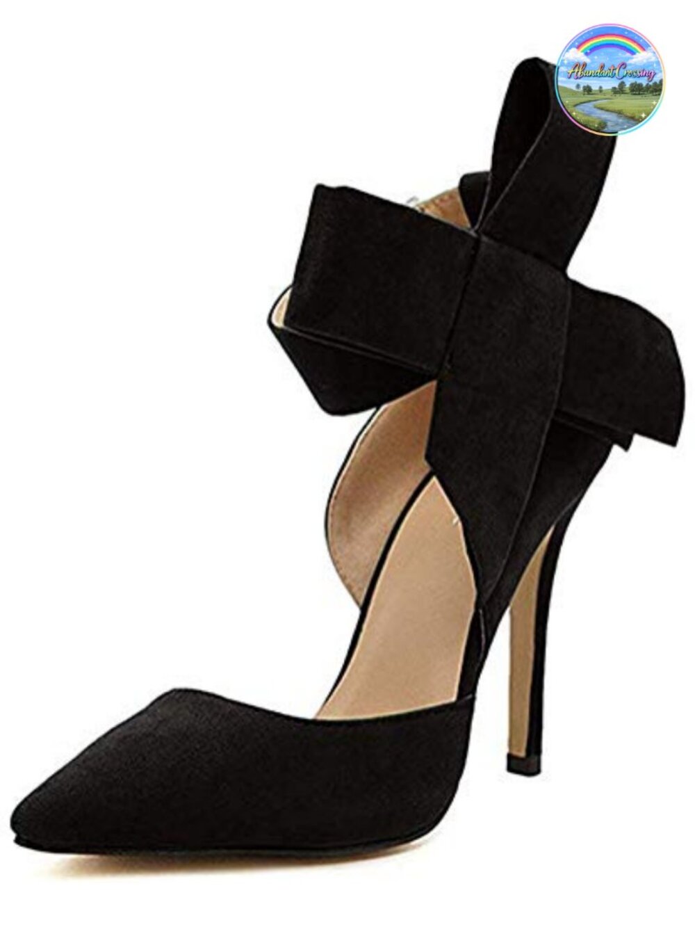 Pointy Toe Stiletto High Heel Big Bow Dress Pumps Faux Suede